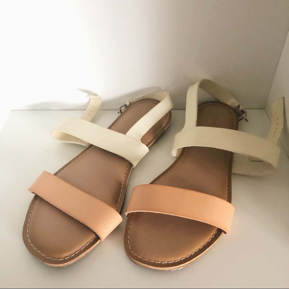 Faux-Leather Double-Strap Slingback Sandals